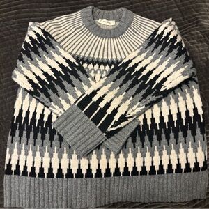 Everlane Gray and Black Patterned Crew Neck Sweater